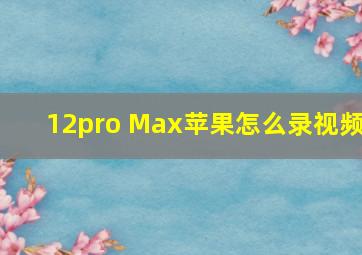 12pro Max苹果怎么录视频